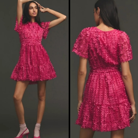 Anthropologie Dresses & Skirts - Somerset Mini Dress Floral Applique